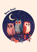 Hiboux mignons sous la lune pour 2026